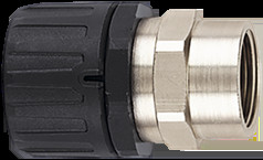 Hose screw fitting, M40, 42 mm, PA/brass, nickel plated, IP66, black, (L) 106 mm, 166-21406