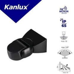 Czujnik ruchu PIR ALER N-B/B 1200VA max 10m 120 st. 3–2000 lx IP65 IIkl. ścienny czarny 23457