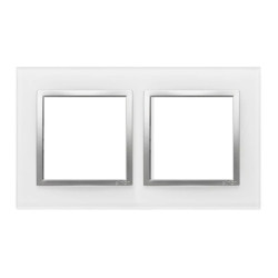 Simon 54 Nature Ramka 2-krotna szklana, Srebrna Perła DRN2/69