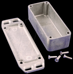 1590AFL Die-cast aluminium housing, 93 x 39 x 31 mm, flanged