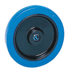 Kółko do wózka, Lite, Guma, Czarny, Niebieski, obc.: 200kg, śred.: 100mm, szer.: 32mm