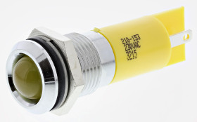 Lampka kontrolna do montażu panelowego 230V ac, Żółta 14mm LED Chrom RS PRO