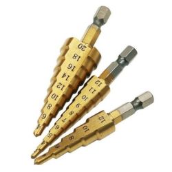 WIERTŁA STOŻKOWE 3 SZT 4-20MM 4-12MM 3-1