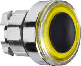 Pushbutton, for universal LED, illuminable, waistband round, yellow, front ring light gray, mounting Ø 22.5 mm, ZB4BW983