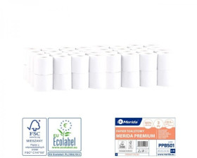 Papier MERIDA Premium biały średnica 10,5 cm długość 27,5 m 3-warstwowy worek 64 szt. PPB501