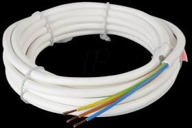 Flexible cable, 3 x 1.0 mm², white, 5-m coil