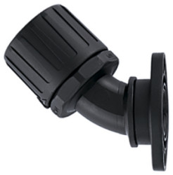 45° hose screw fitting, 23 mm, PA, IP66, black, (L) 77 mm, 166-23602