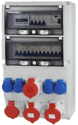 Rozdzielnica budowlana 26M 2x32A/5P 2x16A/5P 4x230V + licznik L3 i zabezp. RSX224FCL224