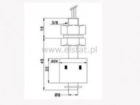 Czujnik poziomu gorącej cieczy, L=45mm; NO; 230V