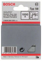 Zszywki z cienkiego drutu, typ 58, 13 x 0,75 x 8 mm, 1000 szt. Bosch Accessories 2609200235, N/A, Wymiary (D x S) 8 mm x
