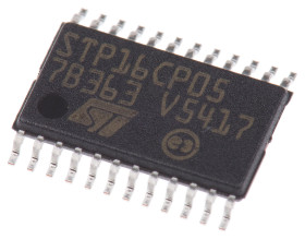 Obwód sterownika LED, TSSOP, 24-Pin, 100 mA, 3/5.5 V ac, STMicroelectronics, STP16CP05