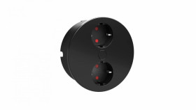 Gniazdo do zabudowy Duplex R, z maskownicą, 2 x gniazdo Schuko F (DE), czarny mat, 82052710