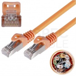 Patchcord S/FTP kat.7 PiMF kabel sieciowy LAN 2x RJ45 linka bezhalogenowy LSOH pomarańczowy 25m NEKU