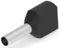 Insulated wire end ferrule, 2 x 1.5 mm², 16 mm/8 mm long, DIN 46228-4, black, 966144-6
