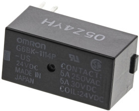 Przekaźnik mocy 24V dc SPST Omron, montaż PCB 2.06 k Ω Otwór przezierny