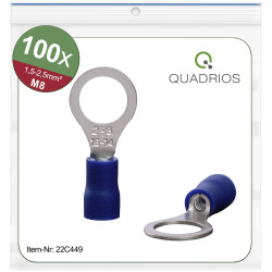 Quadrios 22C449 Ring Terminal Set 2.5 mm&#xB2; &#xD8;8.5mm Hole Blue Insulated