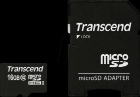TS16GUSDHC10 MicroSDHC memory card 16GB, Transcend Class 10