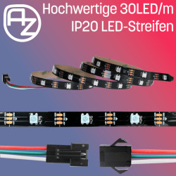 WS2812B 30 LEDs/m 30 Pixels/m LED Strip RGB adressierbarer LED Streifen mit 5050 SMD LEDs IP20 Schwarz nicht Wasserdicht