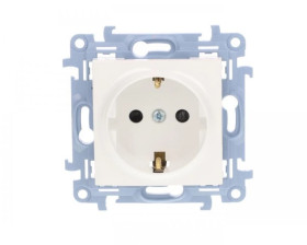 Simon 10 Gniazdo pojedyncze SCHUKO z przesłonami białe 16A 250V IP20 CGSZ1Z.01/11