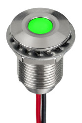 Lampka kontrolna do montażu panelowego 21.6 → 26.4V dc, zielona 10mm LED Wyprowadzenia RS PRO