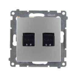 Gniazdo komputerowe RJ45 podwójne srebrne D62.01/43 Kontakt Simon54