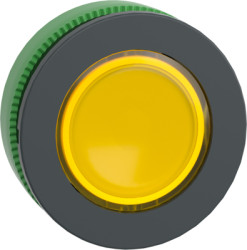 Pushbutton, for universal LED, illuminable, waistband round, yellow, front ring dark gray, mounting Ø 30.5 mm, ZB5FW383