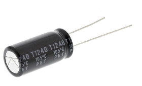 Kondensator 820μF 25V dc Radialny, Otwór przelotowy Rubycon roztaw: 5mm 10 (Dia.) x 20mm