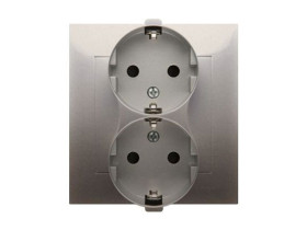 SIMON 54 Gniazdo podwójne z uziemieniem schuko złoty mat z przesłonami DGSz2Z/44 KONTAKT SIMON