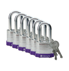 Kłódka LOTO stalowa, laminowana, szekla 38 mm, fioletowa (6 szt.), 814102