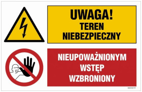 ZNAK - OI039 Uwaga! roboty na wysokości, Przejście zabronione 70 x 46,7 cm PN - Płyta 1mm