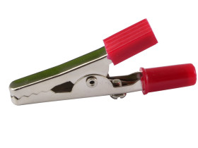 Zacisk krokodylkowy na gniazdo banan 4mm czerwony