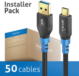 FI-U320-010-PCK USB 5 Gb/s cable, A plug to C plug, 1.0 m, pack of 50