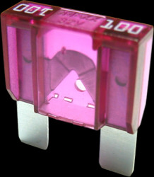 Automotive flat fuse, 100 A, 32 V, purple, (L x W x H) 29.5 x 9 x 34.1 mm, F9100