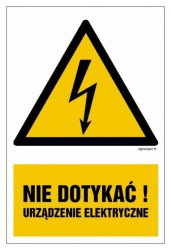 ZNAK - HA001 Nie dotykać! Urządzenie elektryczne 15 x 22,5 cm FN - Folia samoprzylepna