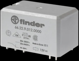 Power relay, 2 Form C (NO/NC), 12 V (DC), 85 Ω, 30 A, 440 V (AC), 66.22.9.012.1000