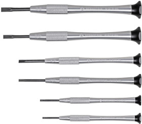 Watchmaker screwdriver kit, 0.6 mm, 1 mm, 1.5 mm, 2 mm, 2.5 mm, 3 mm, slotted, BL 22 mm, L 130 mm, 4-360-E03
