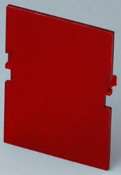 Front plate, PC, (W x H) 32 x 42 mm, red/transparent, B6601480