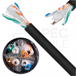 Kabel sieciowy U/UTP kat.6 skrętka 4x2x0,57mm zewnętrzny żelowany PE czarny Alantec