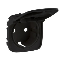 VALENA ALLURE Plakietka gniazda pojedynczego SCHUKO 2p+z z klapką czarny 754848