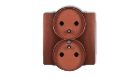 Deco Gniazdo Podwójne Z/U Brązowy Metalik 9Dgpr-2Zp