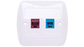 Simon Akord Gniazdo Teleinformatyczne Rj45 Kat.5E + Rj12 Białe A5t/11