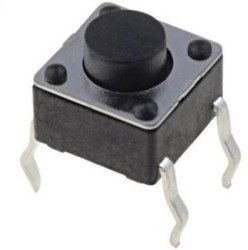 Short-stroke pushbutton, 1 Form A (N/O), 50 mA/12 VDC, unlit , actuator (black, L 5 mm), 1.6 N, THT, 1301.9302