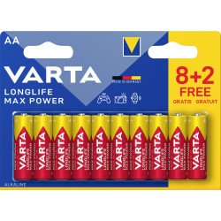 Varta 4706101410 Longlife Max Power AA Batteries 10 Pk Leakproof 1.5V