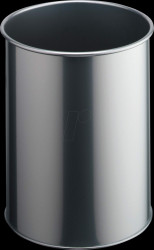 330123 Waste container, 15 l, metal, round, silver