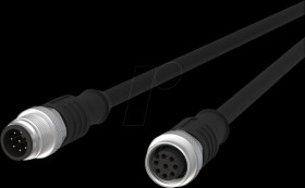 142MEA12100 Sensor cables, M12, 8-pin, plug &gt; coupling, 10 m