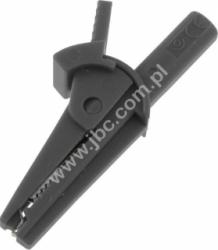 5002-IEC-D4-SW Krokodylek bezpieczny, mini z gniazdem 4mm, 600 V=, kat.II, czarny, ELECTRO-PJP, 5002IECD4SW