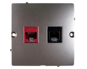 Simon Basic Gniazdo teleinformatyczne RJ45 kat.5e + RJ11 satynowe BMF5T.02/29