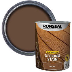 Ronseal 39087 Quick Drying Decking Stain Rich Teak 5 litre