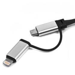 płaski kabel USB 2w1 micro USB + iPhone 5 / 6 , iPad 4, iPod nano 7G 120 cm