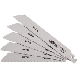 Draper 43444 Bi-metal Reciprocating Saw Blades-Metal Cutting 150mm 24tpi 5Pc